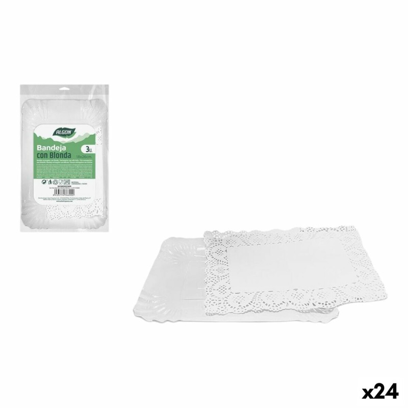 Vassoio per aperitivi Algon Rettangolare 18 x 26 cm 3 Pezzi (24 Unità)