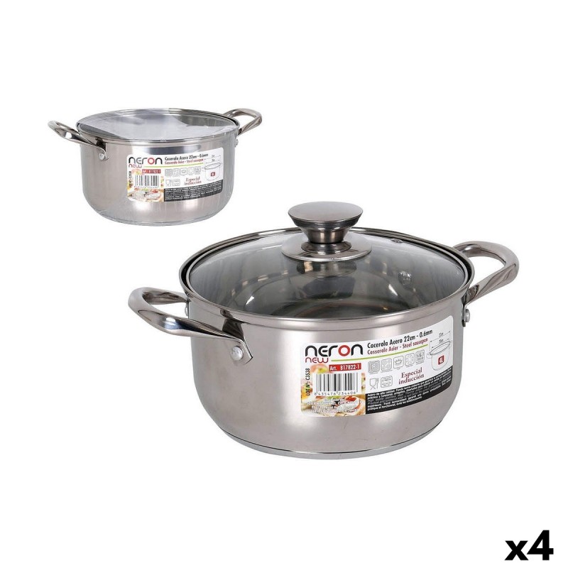 Casseruola con coperchio Quttin New neron Acciaio 4 L Ø 22 cm 30 x 22 x 12 cm (4 Unità) Casseruola con coperchio Quttin New neron Acciaio 4 L Ø 22 cm 30 x 22 x 12 cm (4 Unità)