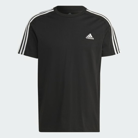 Maglia a Maniche Corte Uomo Adidas Essentials Single 3 Bandas Nero