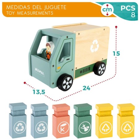 Camion della Spazzatura Woomax Giocattolo 8 Pezzi 24 x 15 x 13,5 cm (4 Unità)