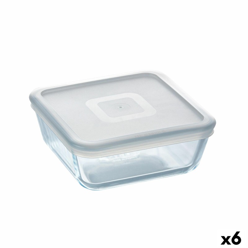 Porta Pranzo Quadrato con Coperchio Pyrex Cook&freeze Trasparente Vetro Silicone 850 ml 15 x 15 x 6 cm (6 Unità)