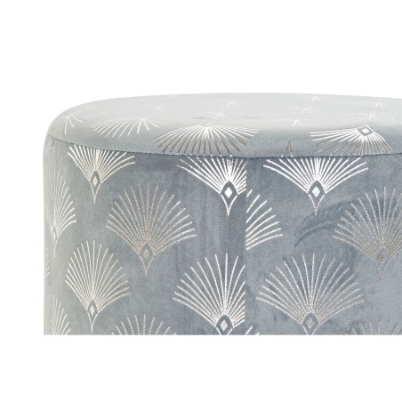 Poggiapiedi DKD Home Decor Azzurro Poliestere Metallo Dorato (35 x 35 x 43 cm)