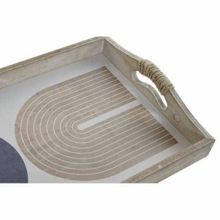 Vassoio DKD Home Decor 40,6 x 30 x 6 cm Beige Azzurro Legno MDF (2 Unità)