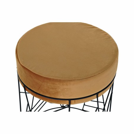 Poggiapiedi DKD Home Decor Nero Metallo Poliestere Terracotta (33 x 33 x 42 cm)