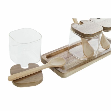 Set di 3 Barattoli DKD Home Decor Multicolore Trasparente Naturale 150 ml 20,5 x 8 x 1,5 cm