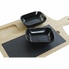 Set da Aperitivo DKD Home Decor Nero Naturale Bambù Plastica Gres Lavagna Cottage 33 x 19,7 x 3,5 cm (4 pcs)