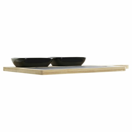 Set da Aperitivo DKD Home Decor Nero Naturale Bambù Plastica Gres Lavagna Cottage 33 x 19,7 x 3,5 cm (4 pcs)