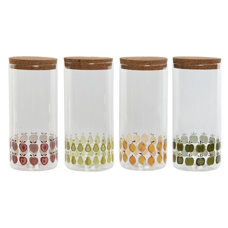 Barattolo Home ESPRIT Giallo Verde Naturale Sughero Silicone Vetro Borosilicato Shabby Chic 1,4 L (4 Unità) Barattolo Home ESPRIT Giallo Verde Naturale Sughero Silicone Vetro Borosilicato Shabby Chic 1,4 L (4 Unità)