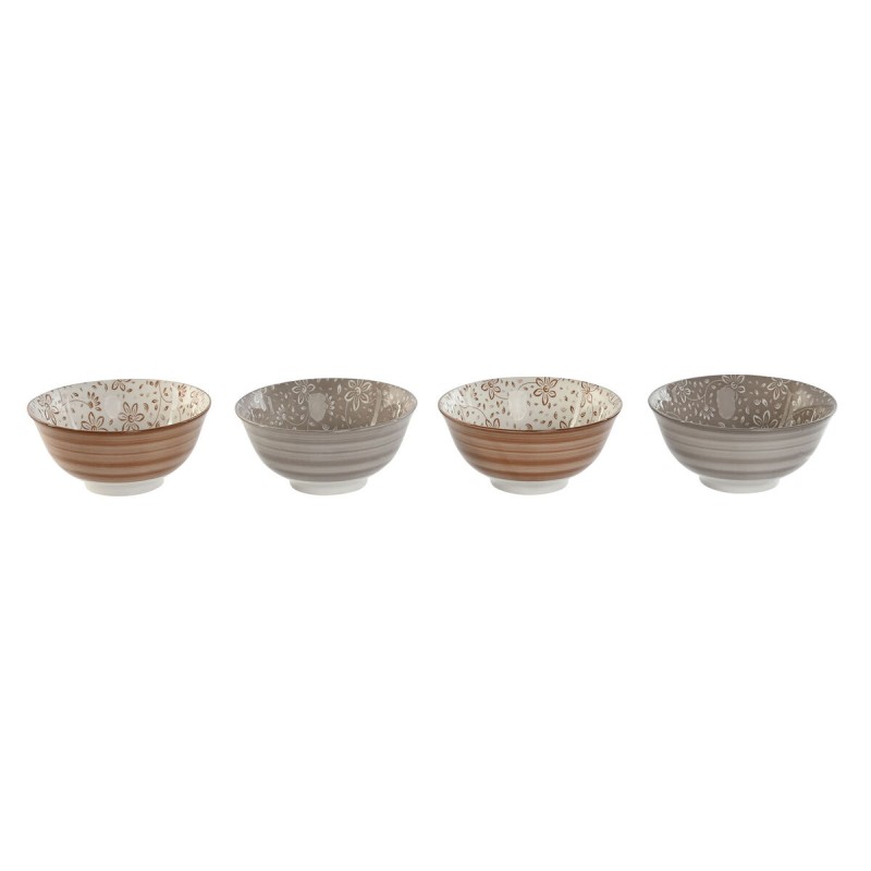 Set di Ciotole Home ESPRIT Marrone Beige Porcellana Fiori Shabby Chic 15 x 15 x 7 cm Set di Ciotole Home ESPRIT Marrone Beige Porcellana Fiori Shabby Chic 15 x 15 x 7 cm