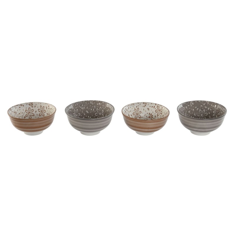 Set di Ciotole Home ESPRIT Marrone Beige Porcellana Fiori Shabby Chic 11,5 x 11,5 x 6 cm Set di Ciotole Home ESPRIT Marrone Beige Porcellana Fiori Shabby Chic 11,5 x 11,5 x 6 cm