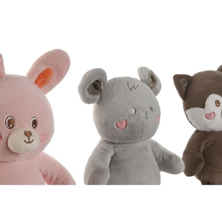 Peluche Home ESPRIT Marrone Grigio Rosa Poliestere Animale 28 x 22 x 32 cm (4 Unità)