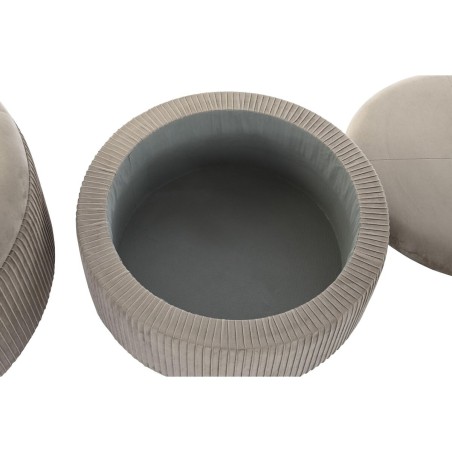 Poggiapiedi DKD Home Decor 70 x 70 x 32 cm 70 x 70 x 28 cm Velluto Grigio chiaro Legno MDF