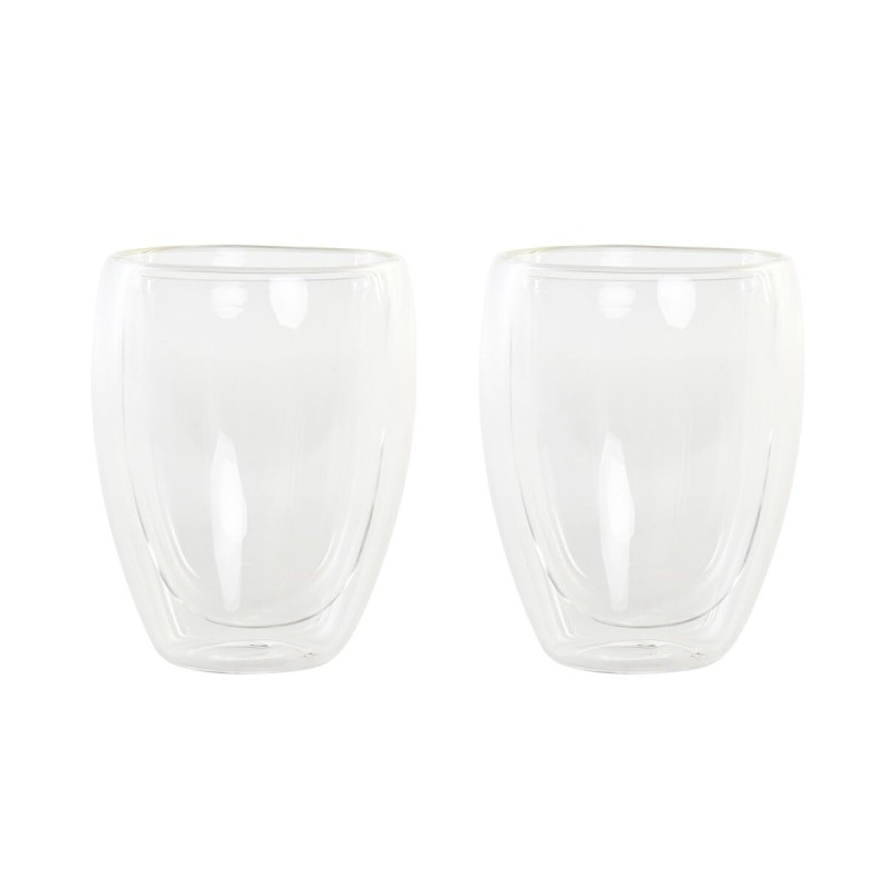 Set di Bicchieri DKD Home Decor Trasparente Cristallo Vetro Borosilicato 380 ml 2 Pezzi