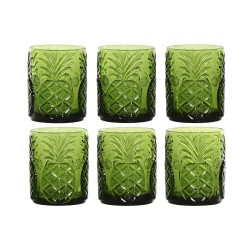 Set di Bicchieri Home ESPRIT Verde Cristallo Con rilievo 300 ml (6 Unità)
