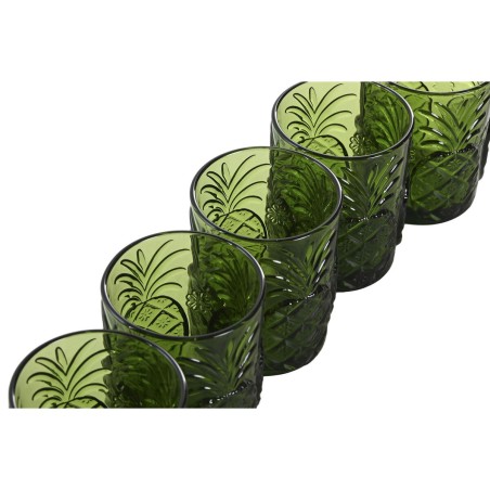 Set di Bicchieri Home ESPRIT Verde Cristallo Con rilievo 300 ml (6 Unità)