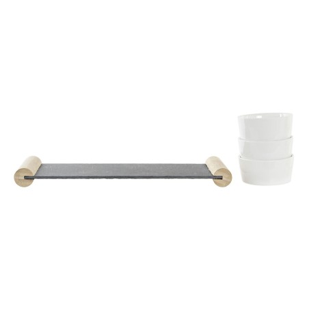 Vassoio per aperitivi DKD Home Decor Bianco Nero Gres Lavagna 33 x 10 x 5,8 cm