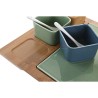 Set da Aperitivo DKD Home Decor Porcellana Multicolore Bambù 8 Pezzi (30 x 30 x 6 cm)