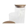 Set di 3 Barattoli DKD Home Decor 10,2 x 10,2 x 27,7 cm Naturale Trasparente Acacia Lettere Vetro Borosilicato