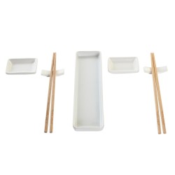 Set per Sushi DKD Home Decor 24 x 7 x 2 cm Naturale Bianco Gres Orientale