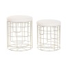 Poggiapiedi DKD Home Decor Beige Dorato Metallo Poliestere Bianco Moderno (38 x 38 x 44 cm) (35 x 35 x 40 cm)