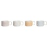 Set di Tazze da Caffè DKD Home Decor Giallo Azzurro Bianco Rosso Metallo Bambù Dolomite 260 ml