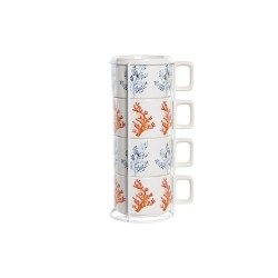 Set di Tazze da Caffè DKD Home Decor Azzurro Fucsia Metallo Dolomite 260 ml