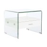 Comodino DKD Home Decor Bianco Trasparente Cristallo Legno MDF 50 x 40 x 45,5 cm