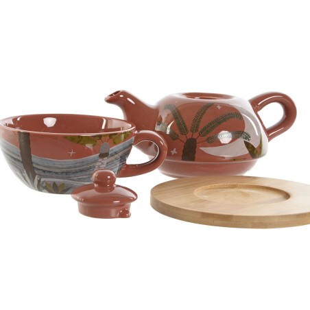 Teiera Home ESPRIT Bianco Beige Terracotta Rosa chiaro Dolomite 750 ml (2 Unità)