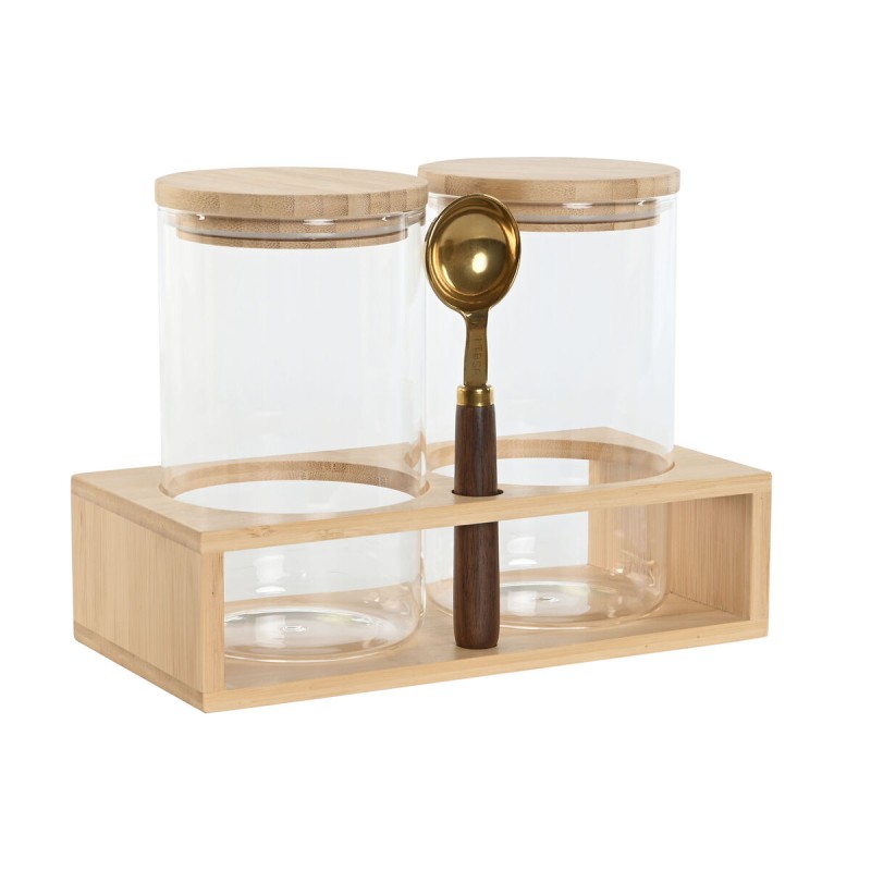 Set di 2 Barattoli Home ESPRIT Dorato Naturale Bambù Vetro Borosilicato 24 x 12 x 18,5 cm Set di 2 Barattoli Home ESPRIT Dorato Naturale Bambù Vetro Borosilicato 24 x 12 x 18,5 cm