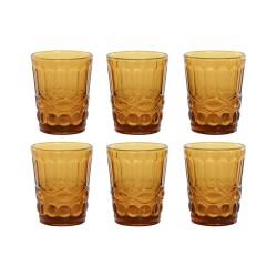 Set di Bicchieri Home ESPRIT Ambra Cristallo Con rilievo 240 ml (6 Unità)