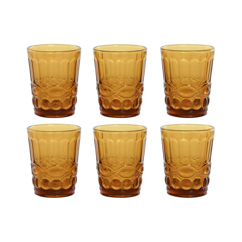 Set di Bicchieri Home ESPRIT Ambra Cristallo Con rilievo 240 ml (6 Unità)