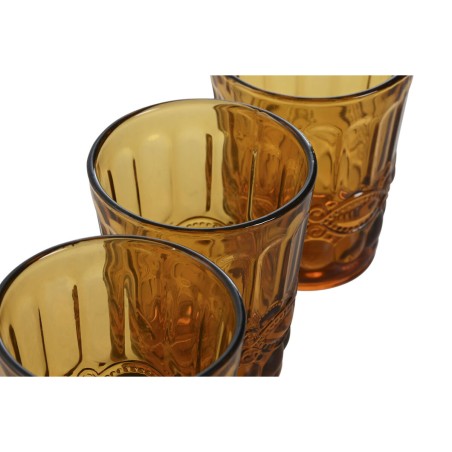 Set di Bicchieri Home ESPRIT Ambra Cristallo Con rilievo 240 ml (6 Unità)