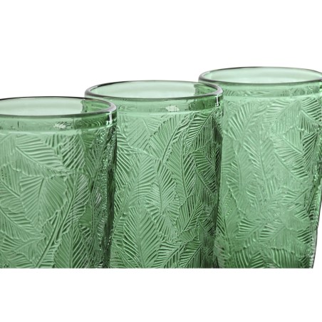 Set di Bicchieri Home ESPRIT Verde Cristallo Con rilievo 370 ml (6 Unità)