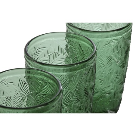 Set di Bicchieri Home ESPRIT Verde Cristallo Con rilievo 370 ml (6 Unità)