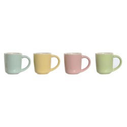 Set di Tazze da Caffè Home ESPRIT Giallo Azzurro Verde Rosa Porcellana 90 ml 4 Pezzi