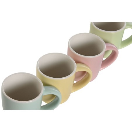 Set di Tazze da Caffè Home ESPRIT Giallo Azzurro Verde Rosa Porcellana 90 ml 4 Pezzi
