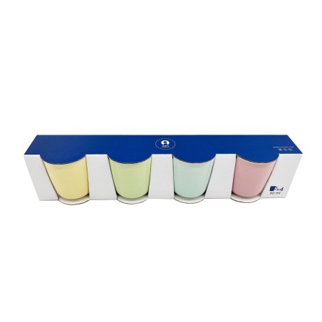 Set di Tazze da Caffè Home ESPRIT Giallo Azzurro Verde Rosa Porcellana 90 ml 4 Pezzi