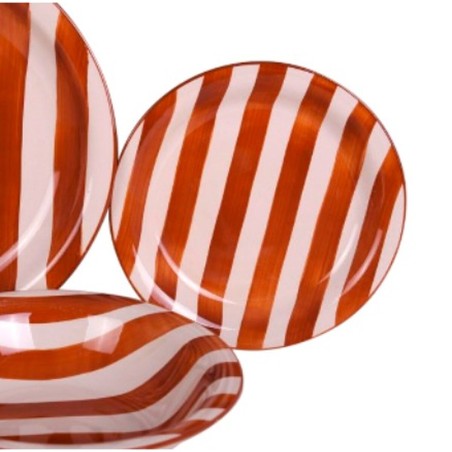Servizio di Piatti Home ESPRIT Giallo Azzurro Rosso Gres Righe Mediterraneo 27,5 x 27,5 x 2,8 cm 18 Pezzi