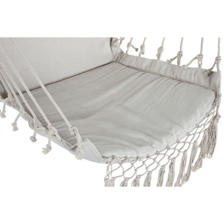 Sedia da giardino Home ESPRIT Bianco Naturale Cotone Legno 90 x 50 x 130 cm