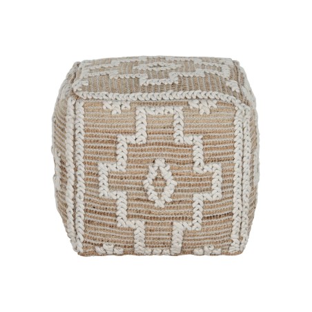 Poggiapiedi Home ESPRIT Bianco Naturale 45 x 45 x 45 cm