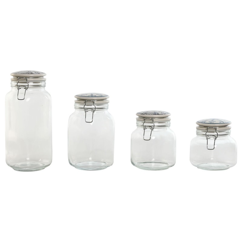 Set di 4 Barattoli Home ESPRIT Azzurro Bianco Metallo Silicone Cristallo Gres 800 ml 1 L 1,5 L 2,2 L 4 Pezzi Set di 4 Barattoli Home ESPRIT Azzurro Bianco Metallo Silicone Cristallo Gres 800 ml 1 L 1,5 L 2,2 L 4 Pezzi