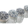 Set di 4 Barattoli Home ESPRIT Azzurro Bianco Metallo Silicone Cristallo Gres 800 ml 1 L 1,5 L 2,2 L 4 Pezzi