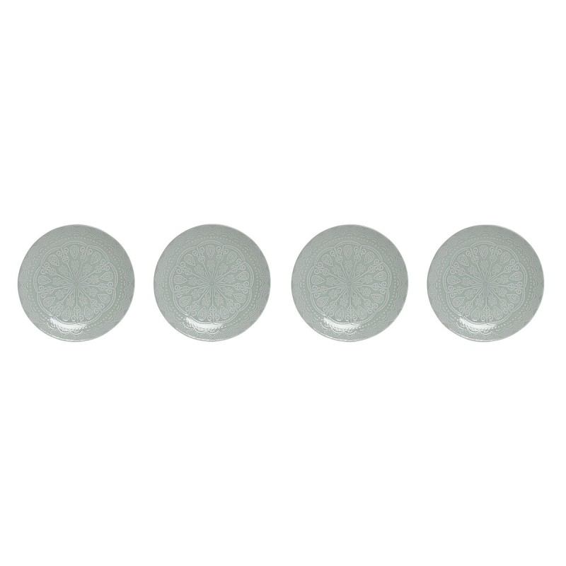 Set di piatti Home ESPRIT Verde Gres Mandala Arabo 27 x 27 x 2,5 cm