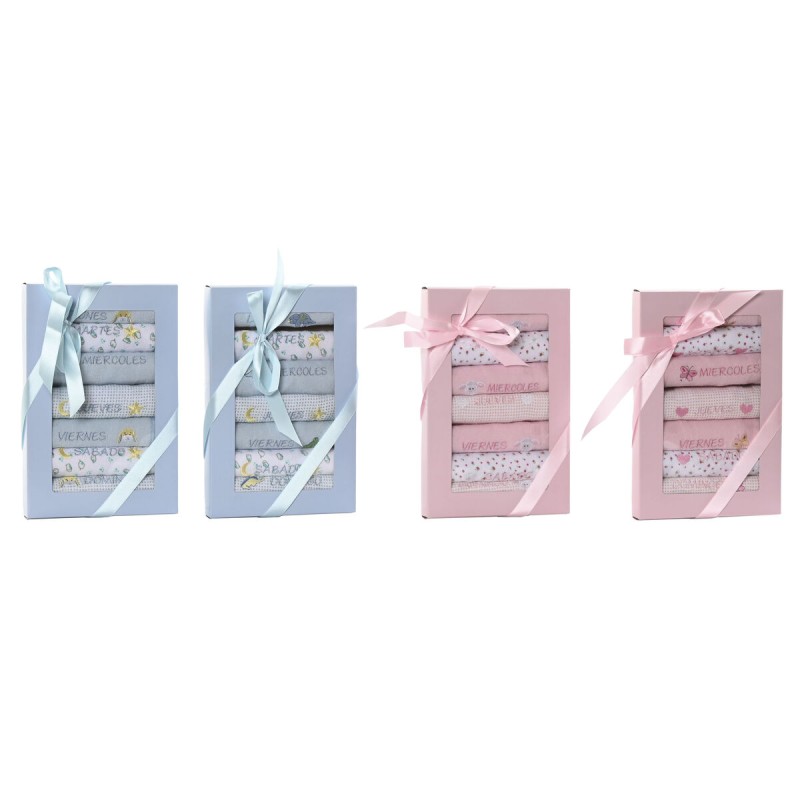 Set di Bavaglini Home ESPRIT Azzurro Rosa Cotone 19 x 29 x 3 cm (4 Unità)