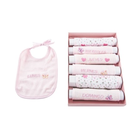 Set di Bavaglini Home ESPRIT Azzurro Rosa Cotone 19 x 29 x 3 cm (4 Unità)