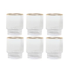 Set di Bicchieri Home ESPRIT Trasparente Dorato Cristallo 320 ml (6 Unità)