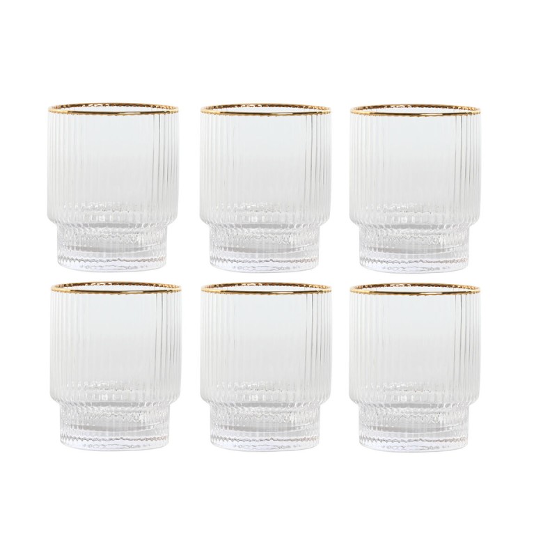 Set di Bicchieri Home ESPRIT Trasparente Dorato Cristallo 320 ml (6 Unità)