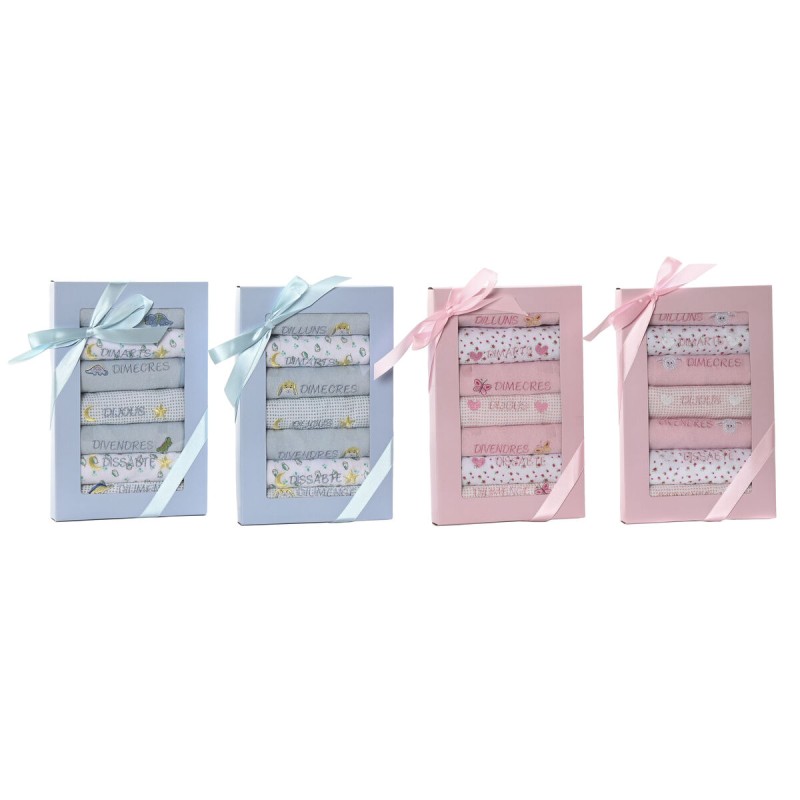 Set di Bavaglini Home ESPRIT Rosa Blu cielo Cotone 19 x 29 x 3 cm (4 Unità)