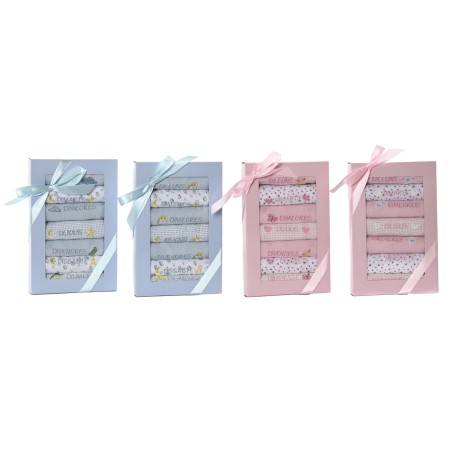 Set di Bavaglini Home ESPRIT Rosa Blu cielo Cotone 19 x 29 x 3 cm (4 Unità)