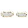 Set di Vassoi Home ESPRIT Bianco Dorato Metallo Cristallo 30 x 30 x 6 cm (2 Unità)